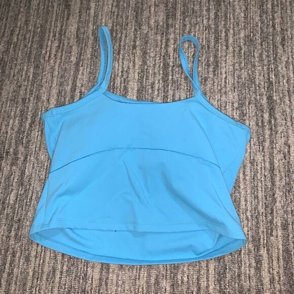 FLX Women’s Medium Cropped Tank Top‎ Blue Sports Bra Travel Leisure Comfort - Picture 6 of 6